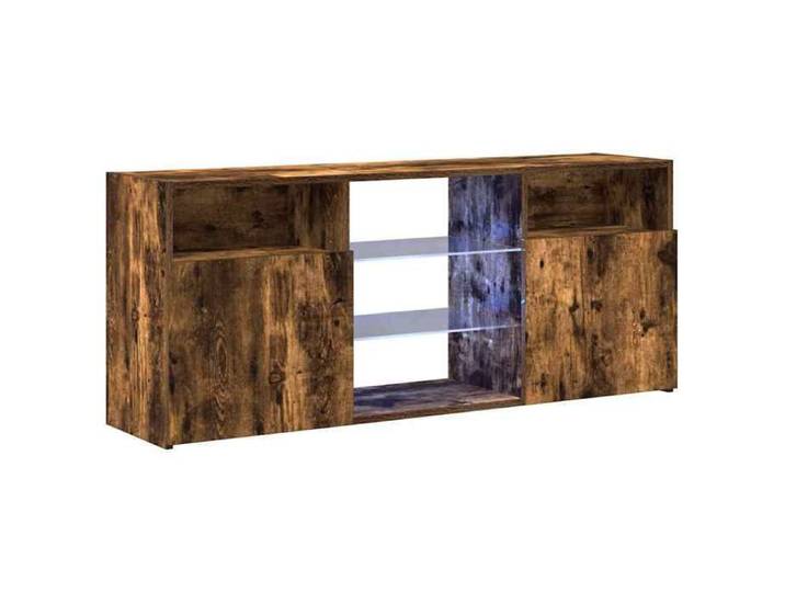 Meuble TV - {1 pièce} - matériau moderne - avec lumières LED - Armoire TV - Chêne fumé 120 x 30 x 50 cm rme91l