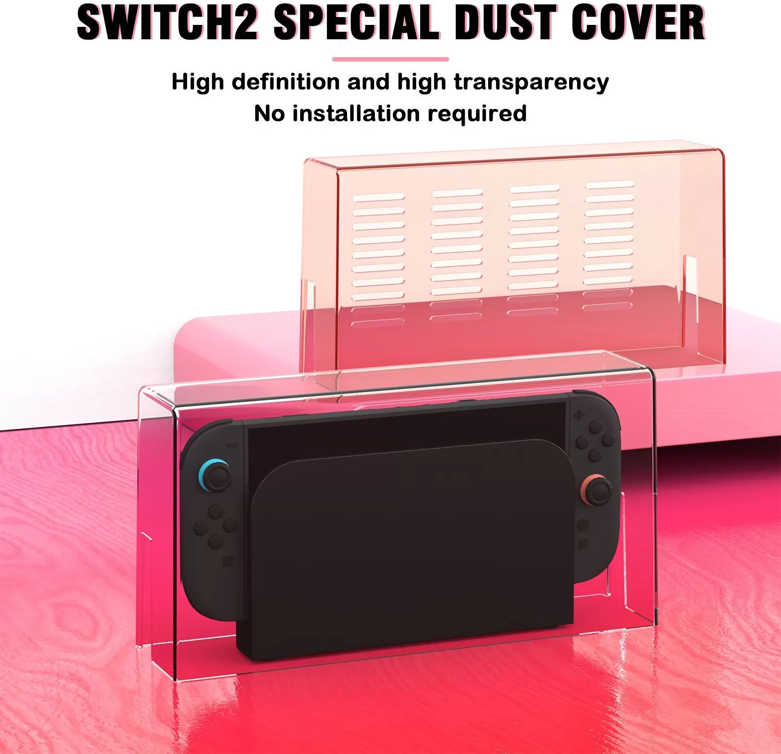 INF Nintendo Switch 2 Staubschutzhülle - Acryl Schutzhülle für Dock & Konsole Rosa