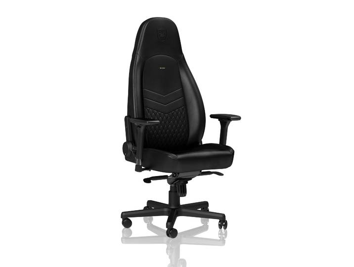 Genuine leather gaming chair Noblechairs ICON with 4D armrests, Black, New, Ergonomic chair - ideal for flexible working