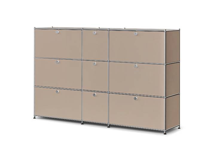 Tchibo - Kommode Metall »Cn3« mit 9 Klappenfächern - 190x40x120,3cm - hellgrau -