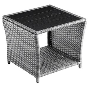 CASARIA Beistelltisch 109511, schwarz / grau, für Outdoor, quadratisch, (B/H) 45 x 40 cm, aus Kunststoff / Metall