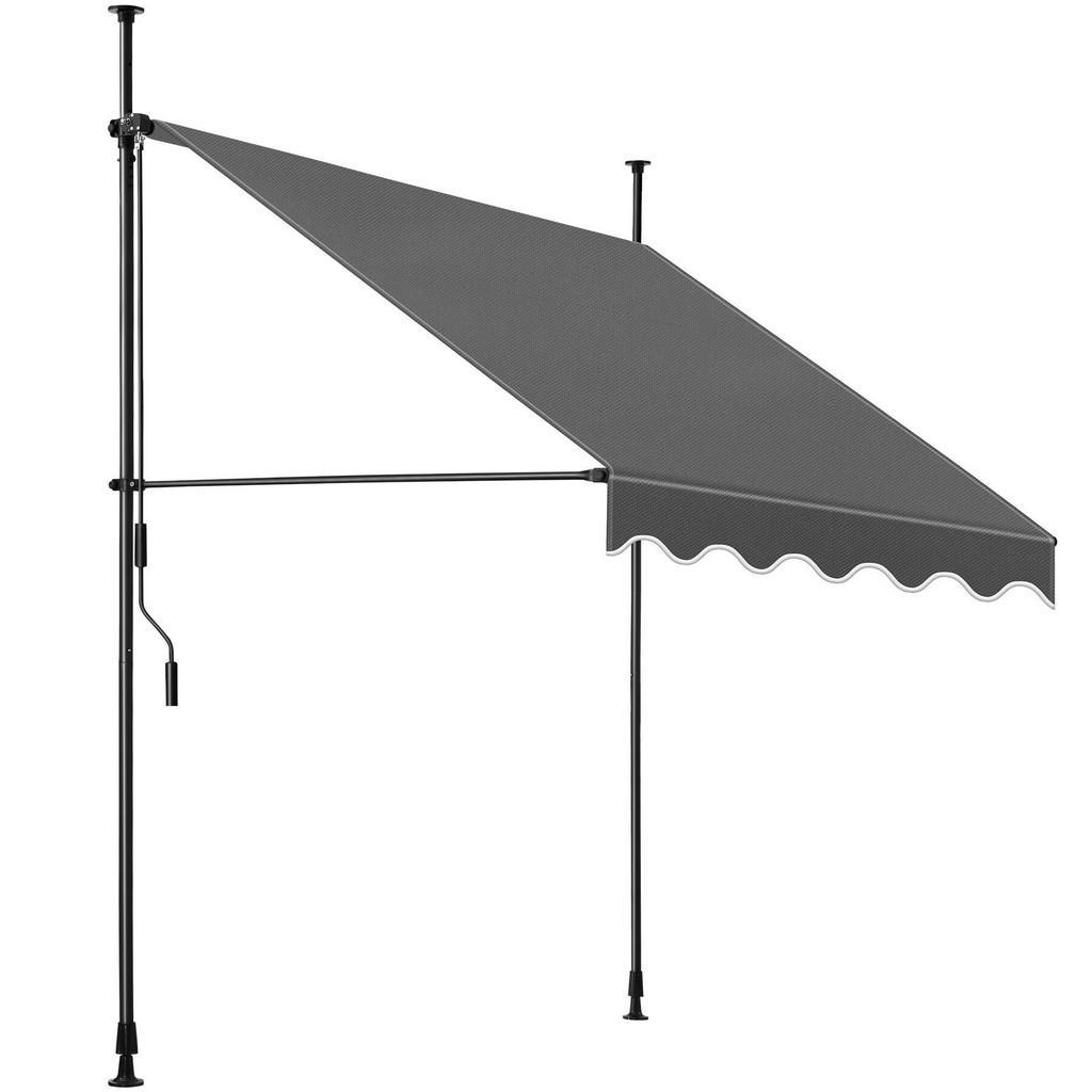 tectake Klemmmarkise, Schwarz, Grau, Textil, Rechteckig, 150x304x180 cm, CE, Sonnen- & Sichtschutz, Markisen