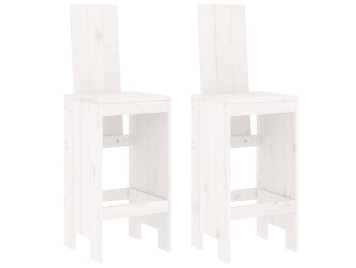 FDSAQOPT Barhocker 2 STK. Weiß 40x42x120 cm Massivholz Kiefer Rustikale Optik, Rückenlehne, Fußstütze, Sitzhöhe 75 cm, Außenbereich, Terrasse, Balkon