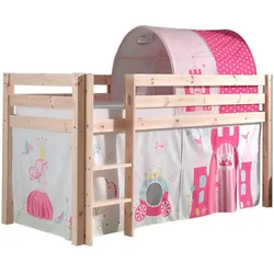 KINDERBETT Karolina 210x114x106 Massivholz Natur Textilset Princess 2