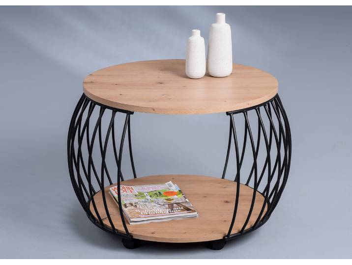 Couchtisch / Sofatisch Peking 1 in Artisaneiche - MDF, Metall