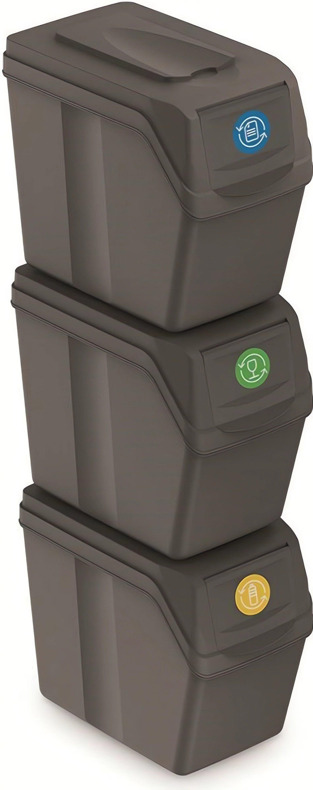 Prosperplast SORTIBOX Afvalbak, 3 x 20 liter, grijs (steenkleur), stapelbaar