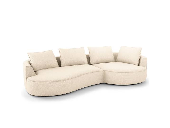 Bigsofa Weiß/Champagner/Schwarz Chenille Buladi 322 x 82 x 154cm Ausrichtung rechts Glamour