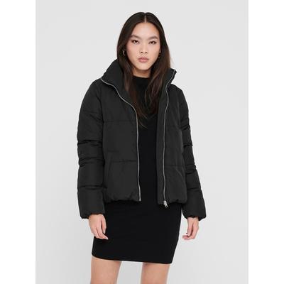 Steppjacke JDY "JDYNEWERICA LIFE SHORT PADD JKT OTW NOOS", Damen, Gr. XS, schwarz (schwarz detail:silber zipper), Web, Obermaterial: 100% Polyester, unifarben, Jacken Steppjacke
