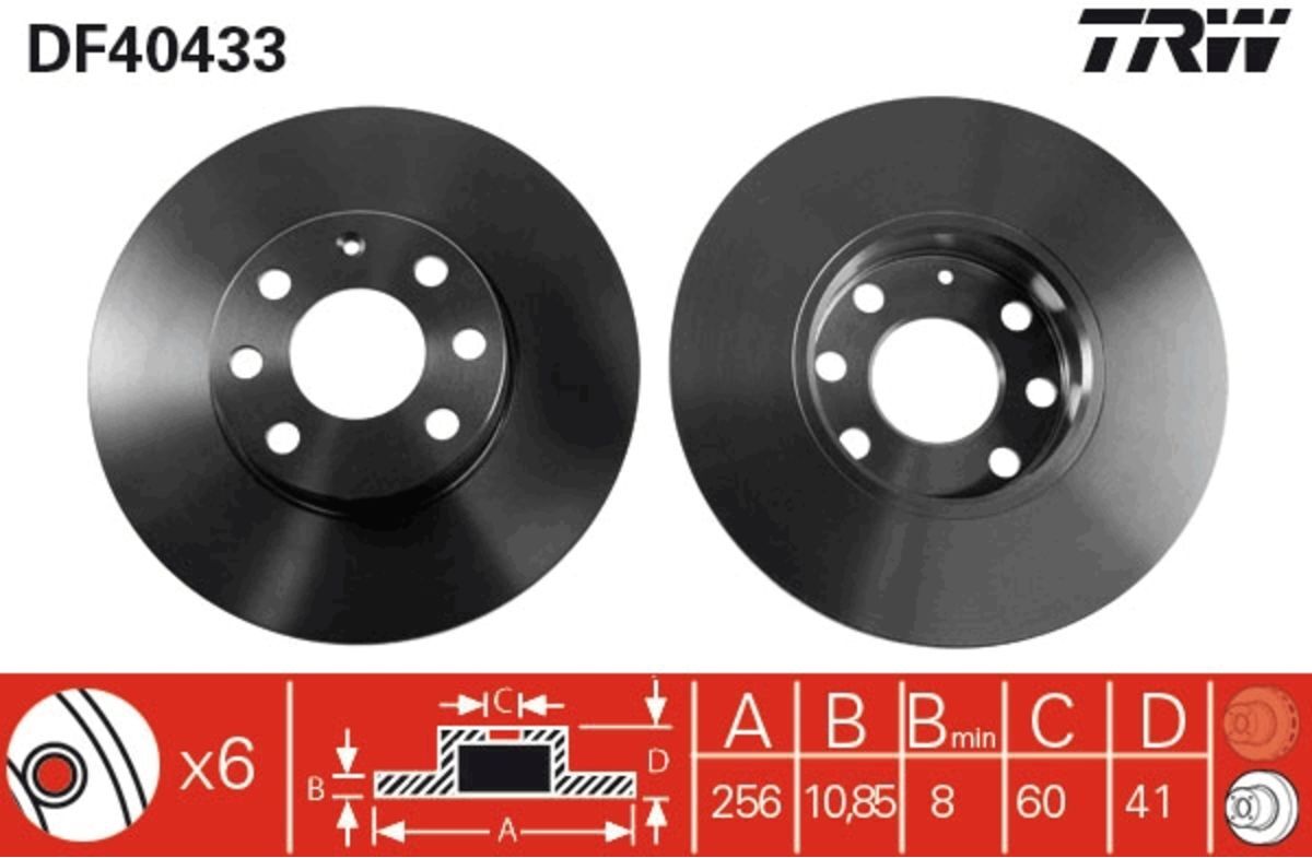Bremsscheibe TRW DF4043 vorne, voll, 1 Stück