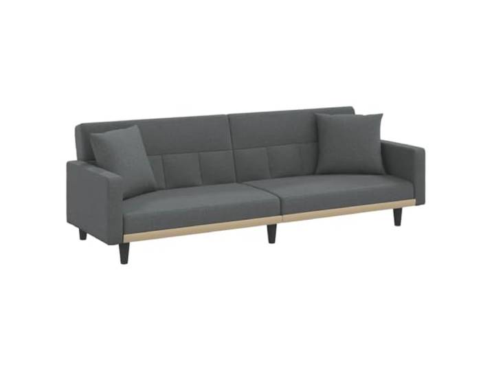 Todiikf Schlafsofa mit 2 Kissen Dunkelgrau Stoff Bettsofa 220cm Bequeme Schlafcouch fürs Wohnzimmer mit 2 getrennt verstellbaren Rückenlehnen, Schaumstofffüllung und Kissen.