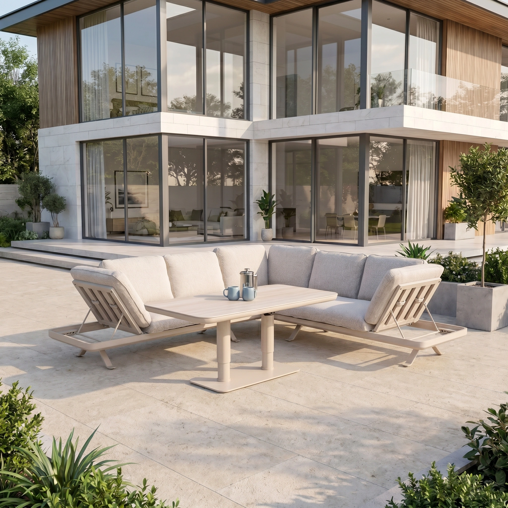 Harbour Lifestyle Como Corner Sofa Set with Altura Rising Table in Oatmeal