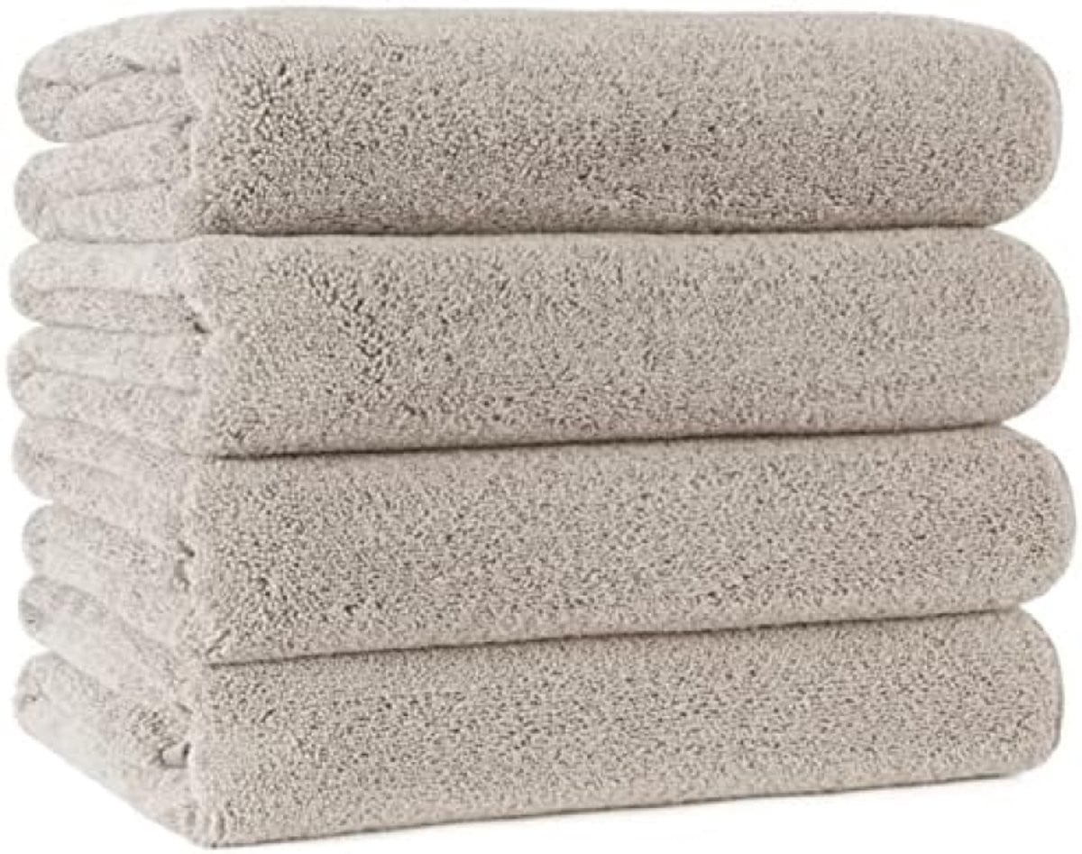 PromoHome Set van 4 Microvezel Badhanddoeken - Beige - 144 x 76 cm