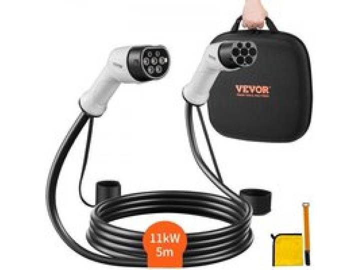 VEVOR Typ2 Ladekabel für Elektroauto/Hybrid EV Ladekabel E-Autoladekabel Wallbox 11kw TPU-Ladekabel 5m Kabellänge 3-Phase AC 380V Typ2 auf Typ2 Wasser-/Staubdicht Mit allen Typ-2-Modellen Kompatibel