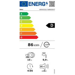 Beko BDIN25323, Geschirrspüler Einbau, Weiss