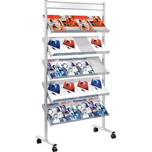Kerkmann Prospekthalter 3487, Artline, alusilber, Prospektregal, Metall, mit Rollen, 20 x A4
