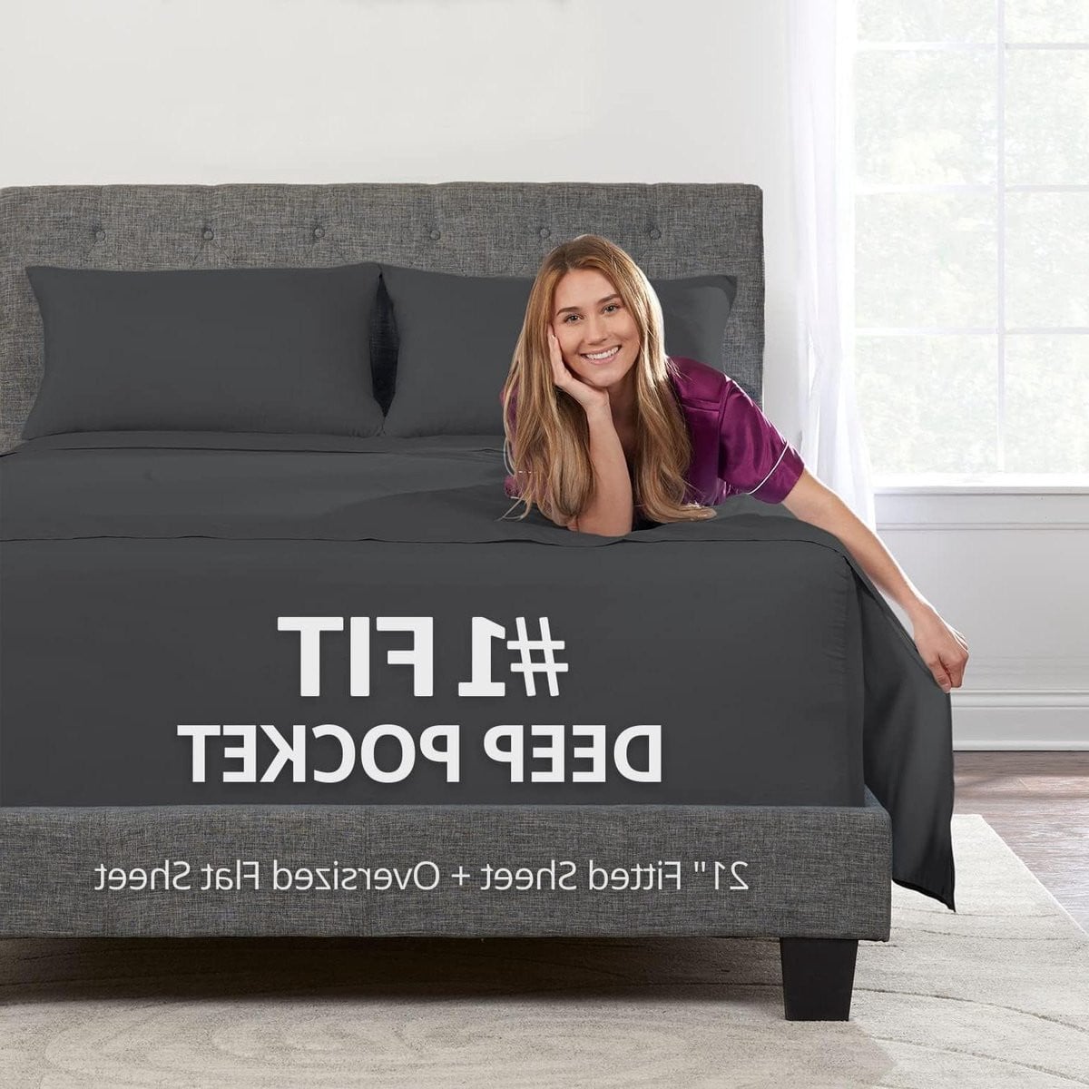 3-delige Beddengoed Set Donkergrijs - Extra Diepe Lakenset voor Twin XL Matrassen