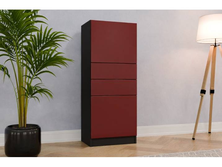 Badezimmer Nischenschrank nach Maß - RAL 3004 Purpurrot - 125x50x36cm - Individuell konfigurieren
