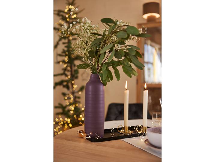 Bodenvase CREATIV DECO, lila (aubergine), H:49cm Ø:12,5cm, Keramik, Vasen, Bodenvase, besondere Oberflächenstruktur