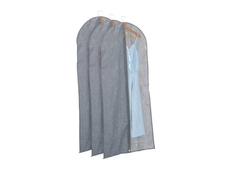 Relaxdays Lot de 3 Housses à vêtements\, avec Fermeture éclair\, 135 x 58 cm\, protège-Costumes\, Robes\, Gris - Transparent