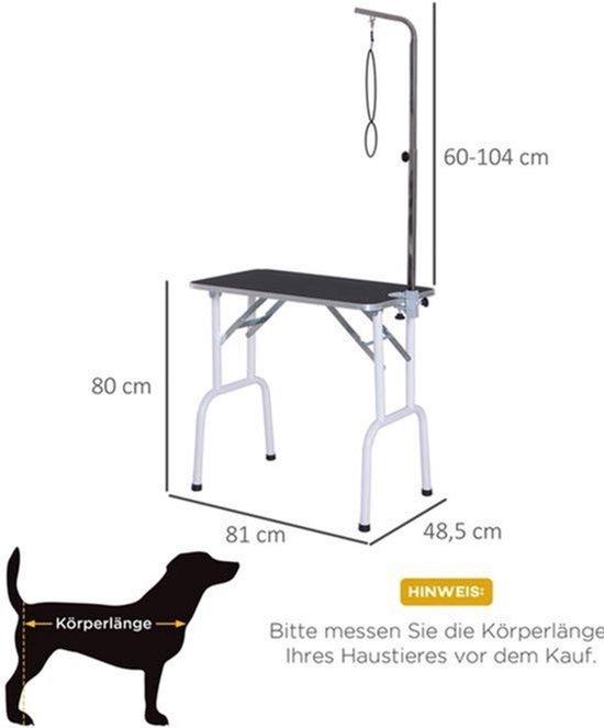 Opvouwbare Hundebad- und Grooming-Tisch - Metallkonstruktion - Anti-slip Gummi Oberfläche - 81 x 48,5 x 80 cm - Schiefergrau