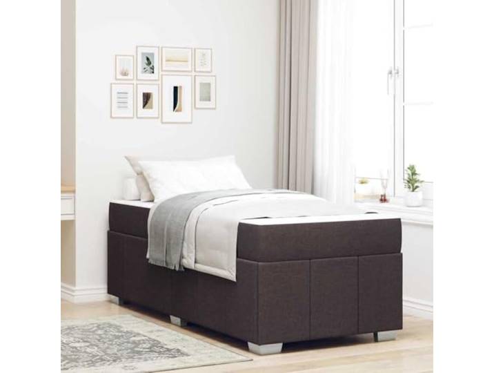 WDGJJFECNMUEHI Stoff Holzwerkstoff Boxspringbett Design 120 x 190 cm Braun Bettrahmen mit Matratze Dunkelbraun 120x190 cm Stoff Boxspringbett mit Taschenfederkern Lattenrost Stabil Schlafzimmer Möbel