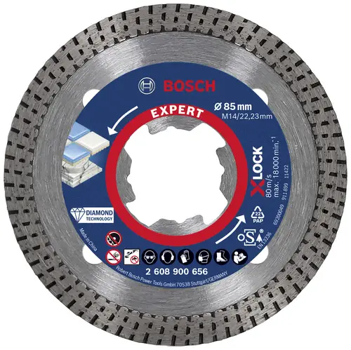 Bosch Accessories 2608900656 EXPERT HardCeramic X-LOCK Diamanttrennscheibe Durchmesser 85 mm Bohrungs-Ø 22.23 mm Stein, Beton, Ziegel 1 St.
