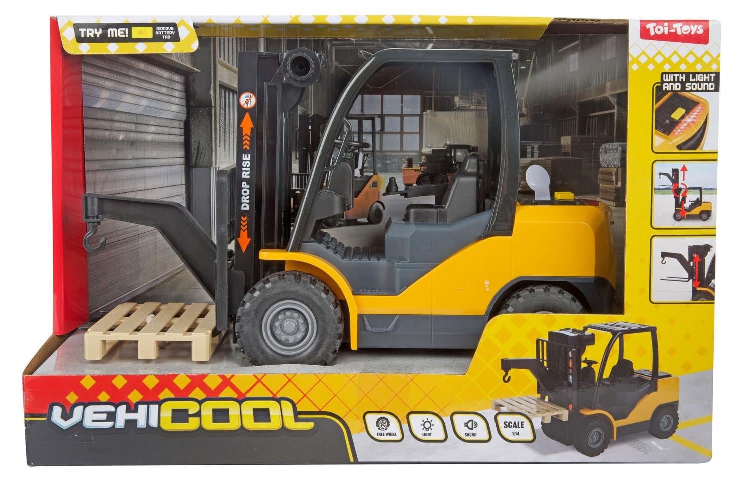 Lobbes Toi-Toys vorkheftruck speelgoed met pallet, licht en geluid, 26 cm