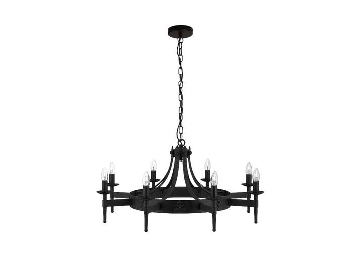 Dimmbarer Kronleuchter „Cartwheel II“ Schwarz Searchlight