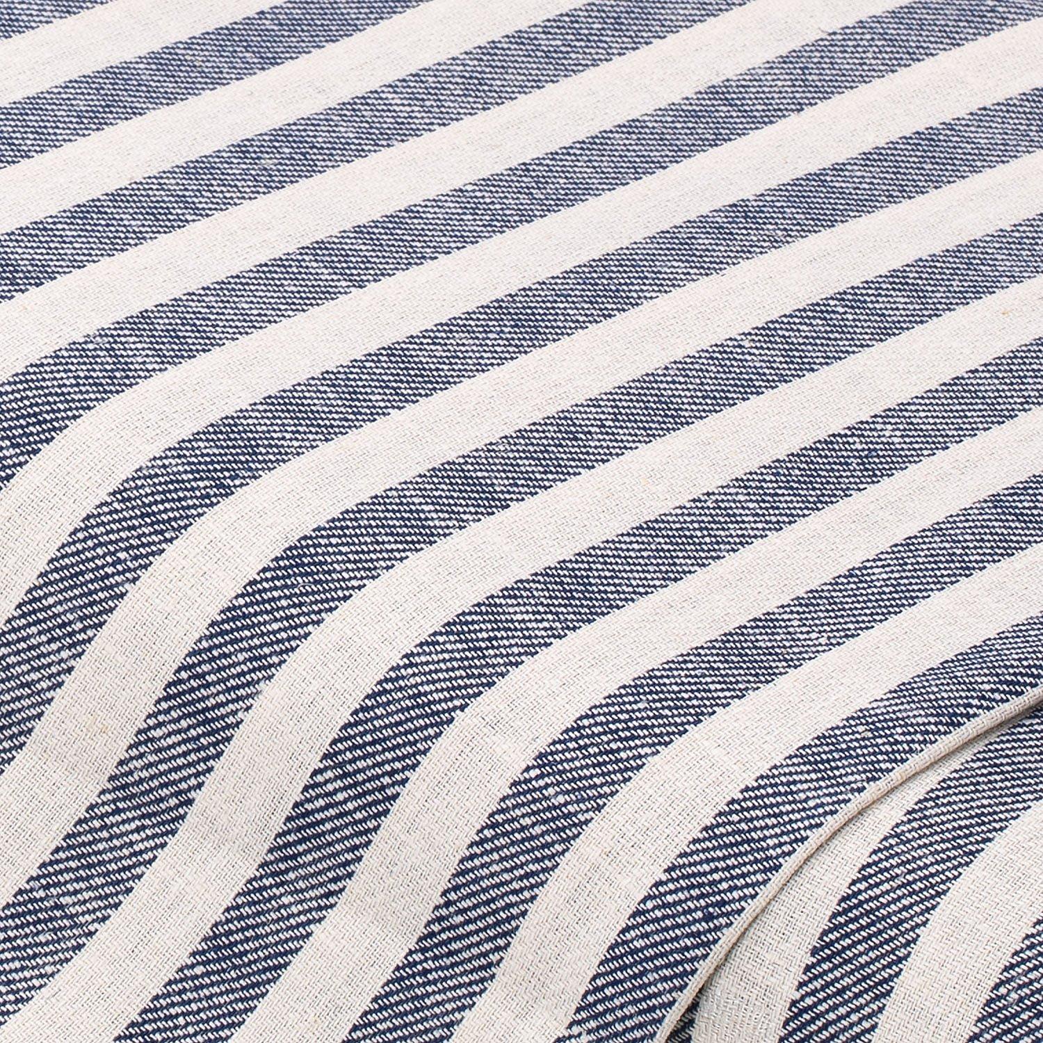 Baumwoll-Leinen "Streifen", blau/creme
