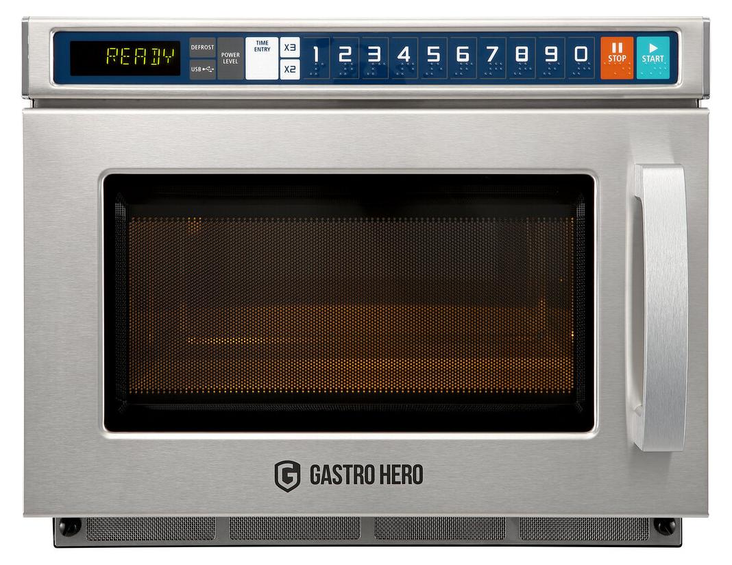 GastroHero Mikrowelle ECO 1800 W Gastro Mikrowelle Edelstahl 17 L Profi Mikrowellengerät Gastronomie Küche Restaurant