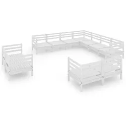 Helloshop26 - Gartenmöbelset 11-teilig Kiefernholz massiv weiß 02_0015497