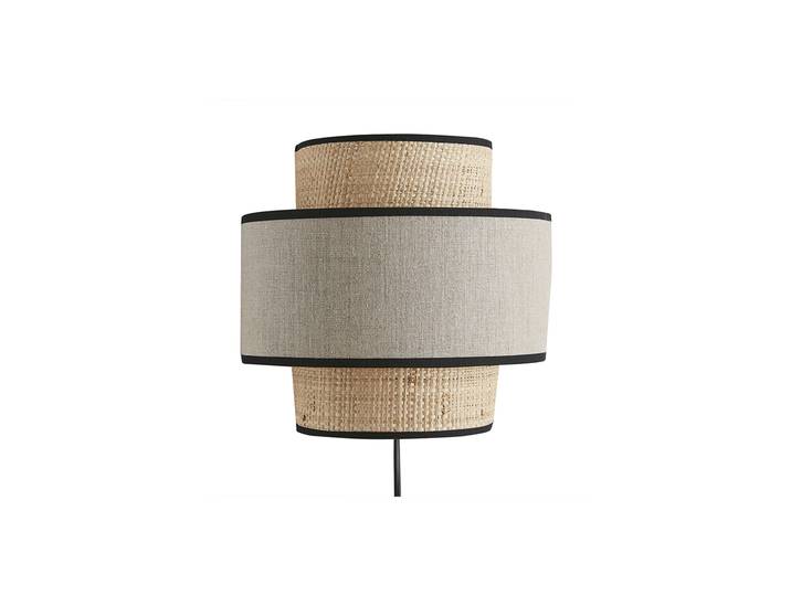 Applique murale bi-matière en rabane et lin H24 cm LITCHI