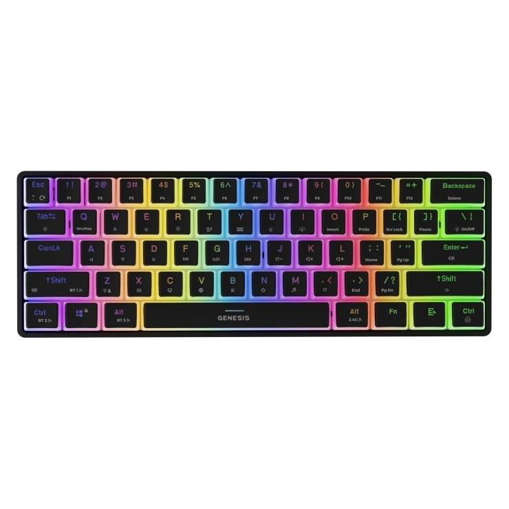 Genesis Klawiatura Dla Graczy Thor 660 G2 Us Black Bezprzewodowa RGB Mechaniczna Gateron Red (US, Kabelgebunden, Kabellos) (NKG-1916)