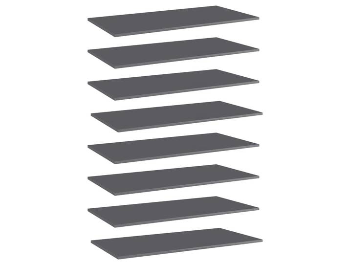vidaXL Bücherregal-Bretter 8 Stk. Hochglanz-Grau 80x30x1,5 cm