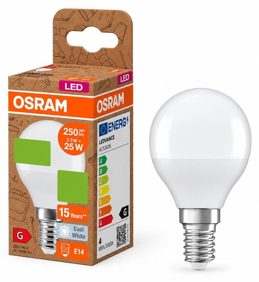 Osram LED Tropfen 3,3W E14 Matt Neutralwit 4000K 250lm