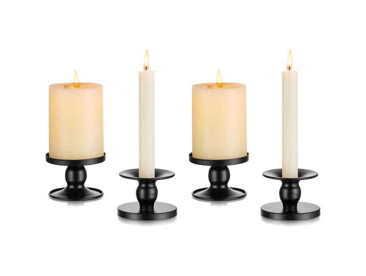 Kerzenständer 4er Set Metall Schwarz, 5x5x20 cm, Dekoration, Kerzen & Kerzenhalter, Teelichthalter