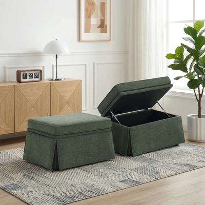 Lumibee 2 Set Rectangle Chenille Upholstered Storage Ottoman