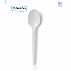 Blanc HYGIENIC Löffel, Plastiklöffel, Mehrwegbesteck, 16 cm, 2.000 Stk, weiß, robust, Premium Qualität