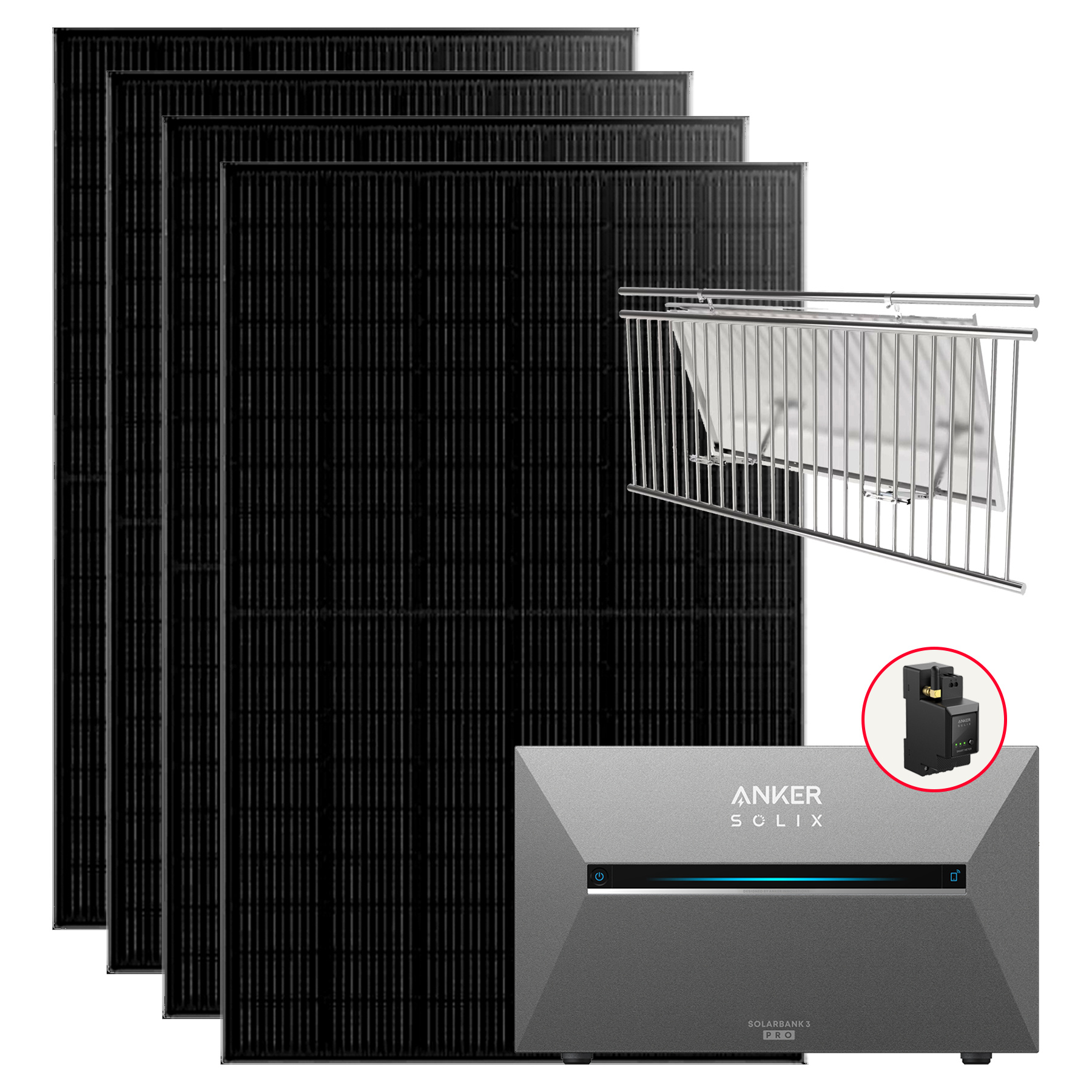 1820W Balkonkraftwerke Anker Solarbank E2700 3 Pro mit smart meter mit Halterung für Balkongeländer