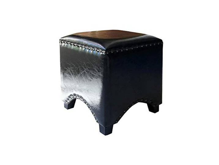 Sywlwxkq Fußhocker Holz Sitzhocker, handgefertigte Nieten Randversiegelnder Ölwachs Lederbezug (Farbe: # 5)