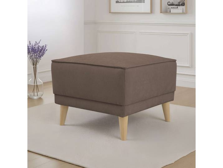 Polsterhocker GOODPRODUCT Oland Skandi , braun, B:56cm H:45cm T:58cm, 100% Polyester, Hocker, Polsterhocker, passend zur Serie Oland Skandi, Skandi-Design, Massivholzfüsse