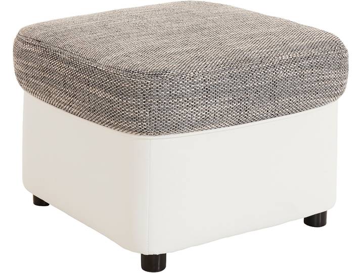 Hocker, 60x42 cm, Naturleder, Grau & Weiß, Fußhocker, Modern, DOMO Collection