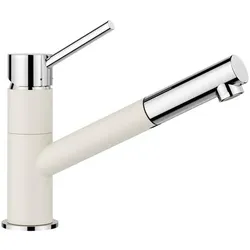 Blanco, Küchenarmatur, KANO-S softweiss/chrom Niederdruck Mit herausziehbarem Schlauch Rückflussverhinderer K
