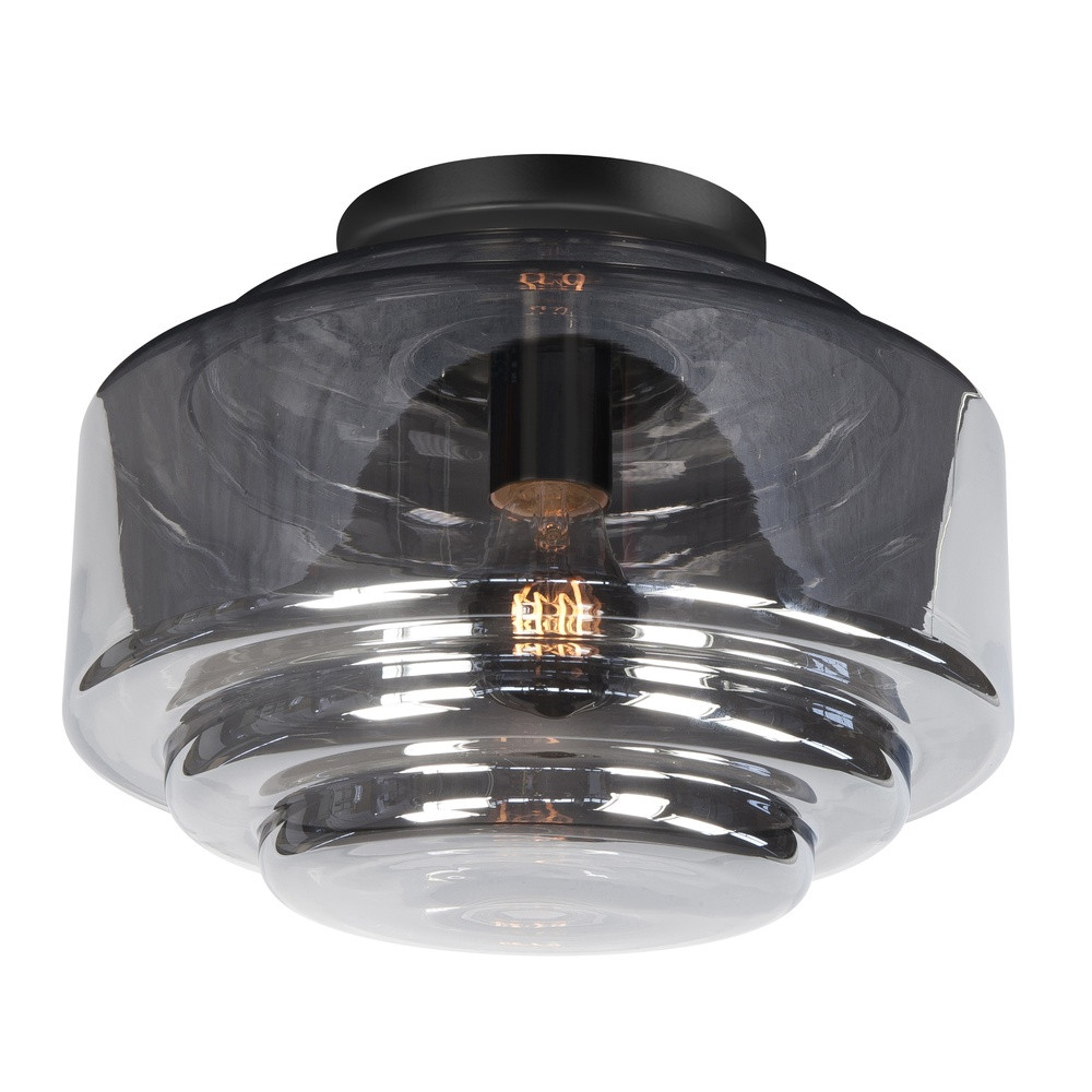 Highlight Cambridge Plafondlamp Art Deco - Grijs Glas - Ø 30 cm