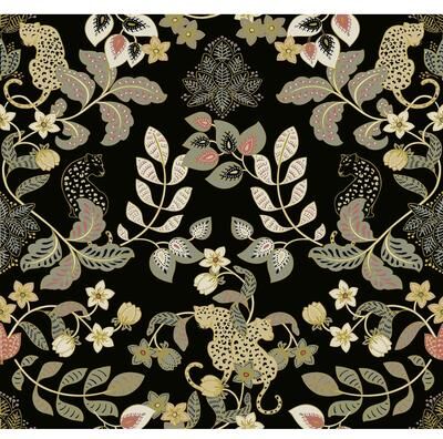 Scott Living Getty Black Jungle Damask Wallpaper