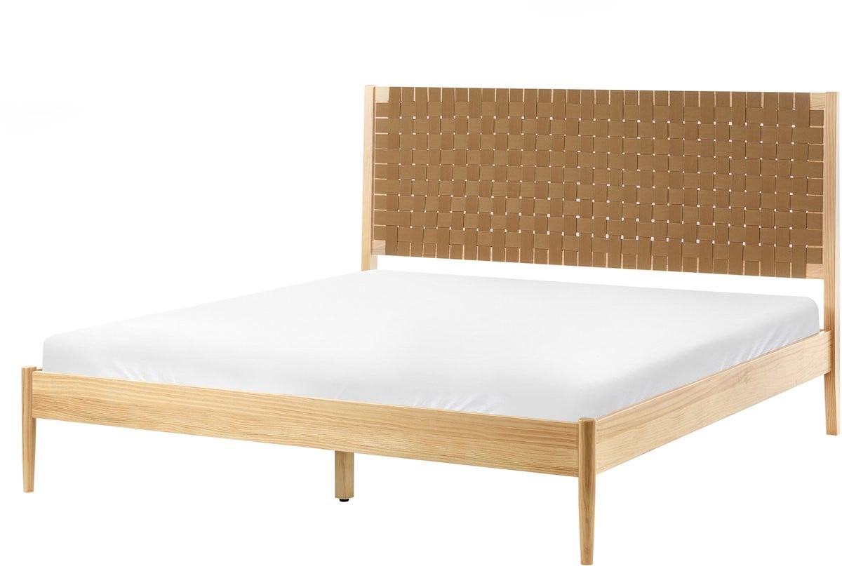 Beliani Tweepersoonsbed van massief hout