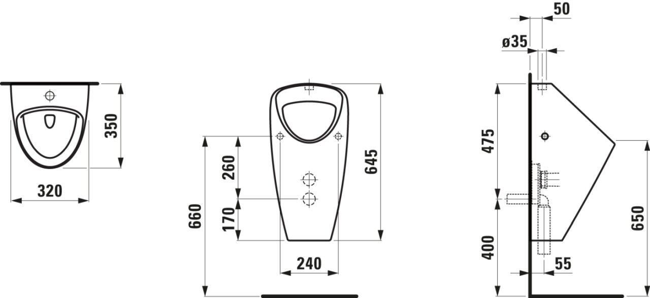 LAUFEN Absaugeurinal Caprino Plus 320x350, weiß, Version ohne Zielpunkt, 84206.2, 8420620000001 H8420620000001