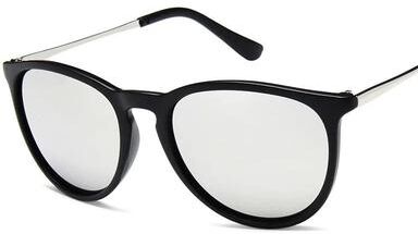 Inspired Living Retro Round Cat Eye Sunglasses With Mirror Lenses black Silver