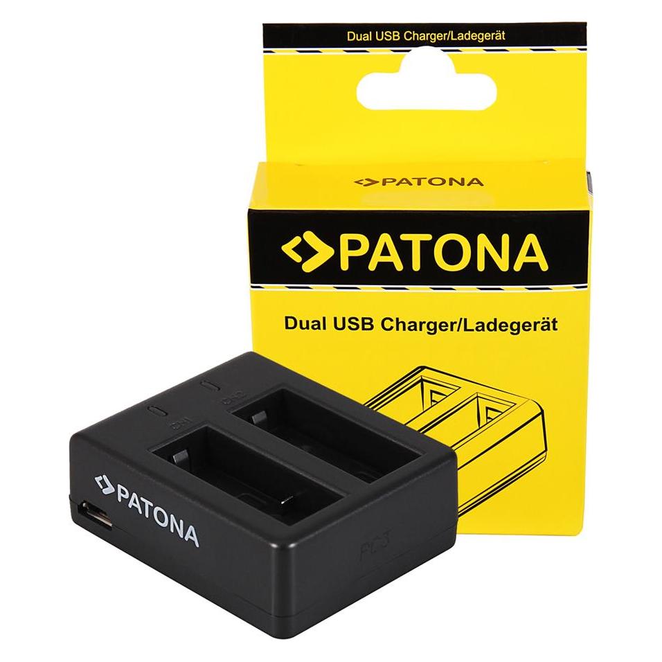 Patona USB Dual Ladegerät f. SJCAM SJ4000 SubTig3 Rollei Actioncam 220 300 300 Plus 310 330 415 416 (Kamera Akku Ladegerät) (61064132)
