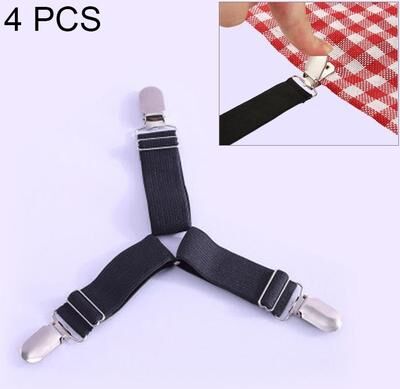Inspired Deals Adjustable Bed Sheet Clips Metal Sheet Grippers For Bedspreads, Tablecloths, Sofa Covers & Curtains 4PCS black
